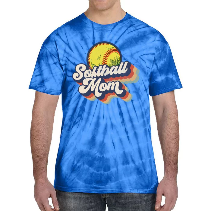 Retro Vintage 70s Style Graphic Design Softball Mom Cool Gift Tie-Dye T-Shirt