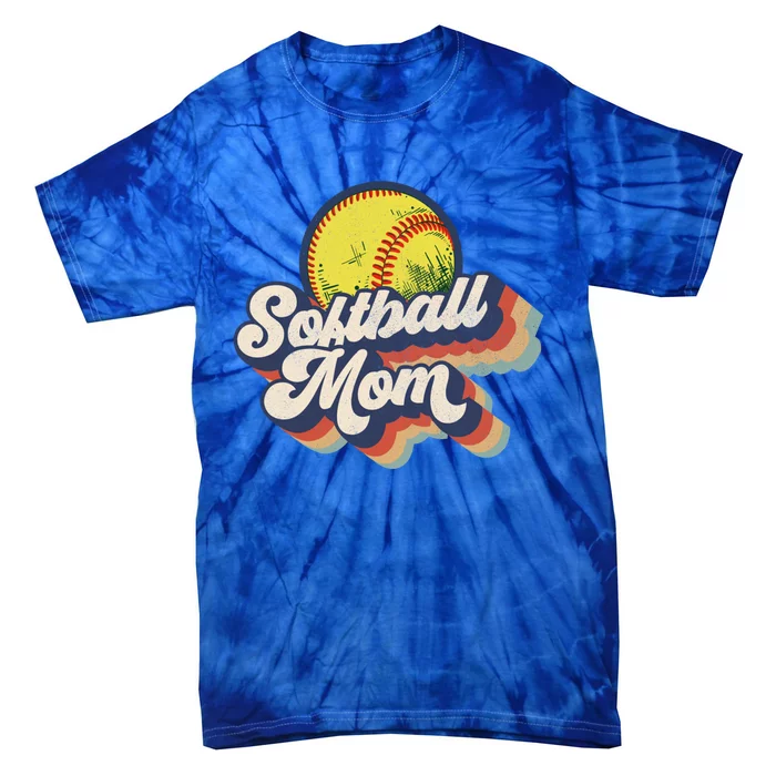 Retro Vintage 70s Style Graphic Design Softball Mom Cool Gift Tie-Dye T-Shirt