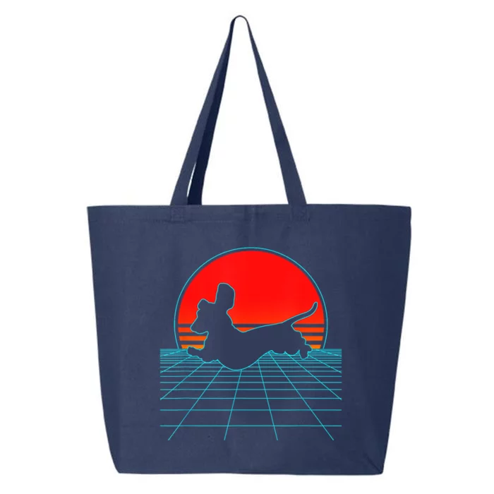 Retro Vintage 80s Vaporwave Weiner Dog Dachshund Lover Gift 25L Jumbo Tote