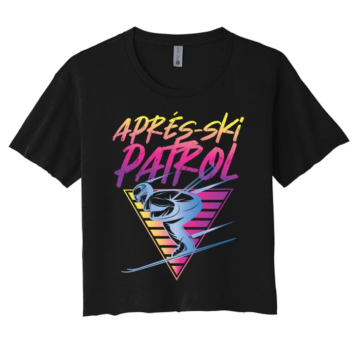 Retro Vintage 80s Apres Ski Patrol Women's Crop Top Tee