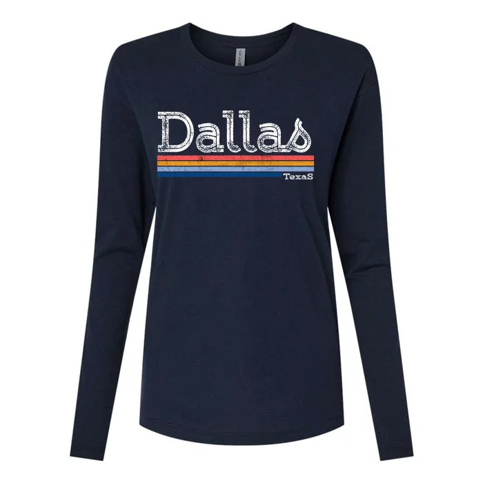 Retro Vintage 80s Style Dallas Texas Logo Womens Cotton Relaxed Long Sleeve T-Shirt