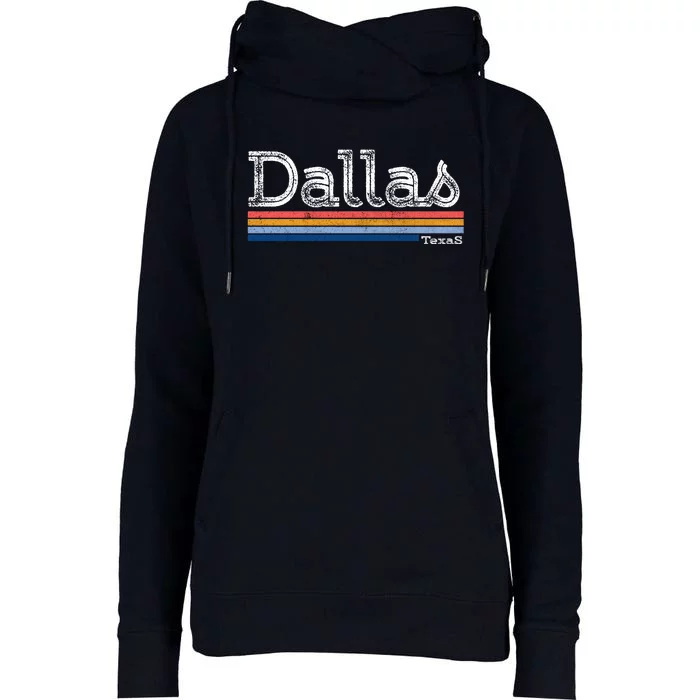 Retro Vintage 80s Style Dallas Texas Logo Womens Funnel Neck Pullover Hood