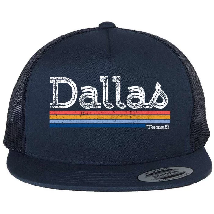 Retro Vintage 80s Style Dallas Texas Logo Flat Bill Trucker Hat