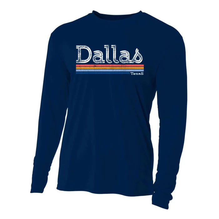 Retro Vintage 80s Style Dallas Texas Logo Cooling Performance Long Sleeve Crew