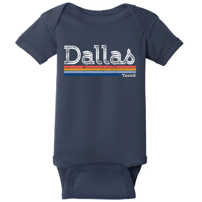 Retro Vintage 80s Style Dallas Texas Logo Baby Bodysuit