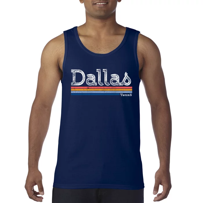 Retro Vintage 80s Style Dallas Texas Logo Tank Top