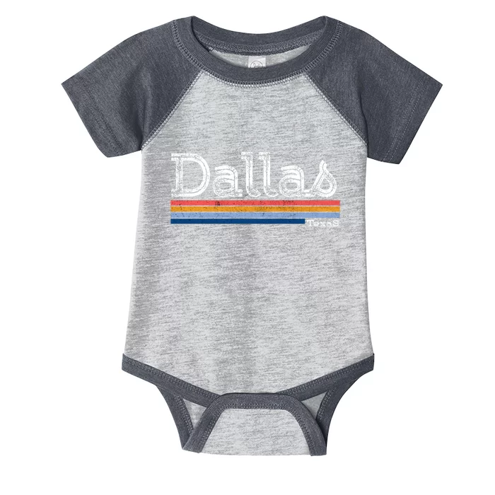 Retro Vintage 80s Style Dallas Texas Logo Infant Baby Jersey Bodysuit