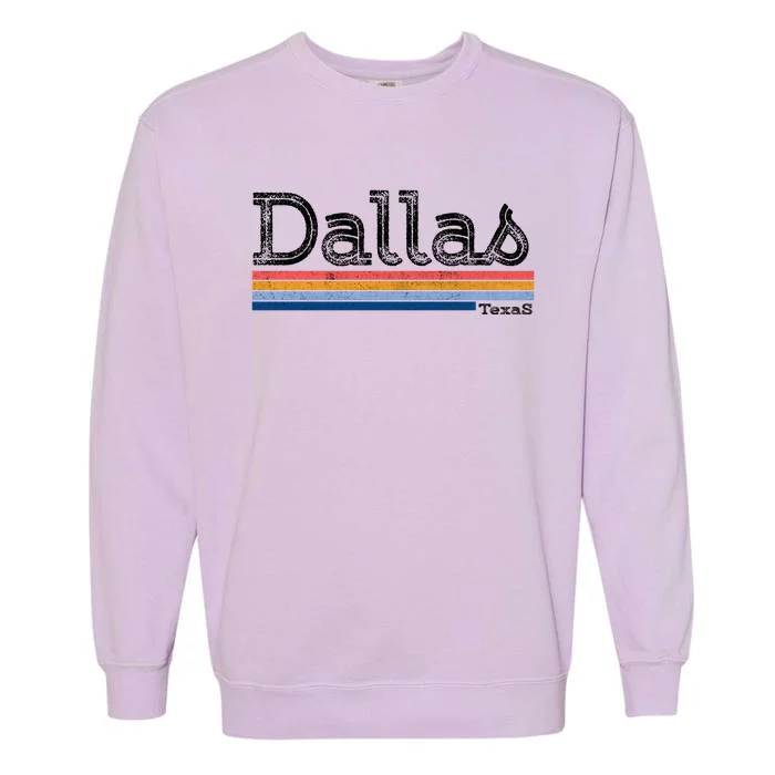 Retro Vintage 80s Style Dallas Texas Logo Garment-Dyed Sweatshirt