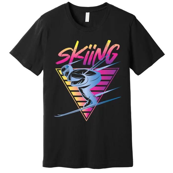 Retro Vintage 80s Ski Skiing Funny Ski Trip Skier Skiing Premium T-Shirt