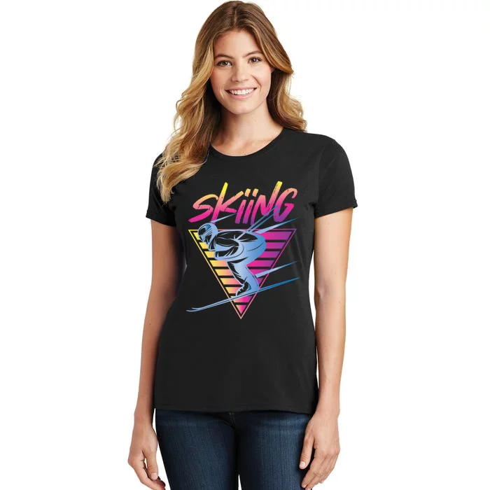 Retro Vintage 80s Ski Skiing Funny Ski Trip Skier Skiing Women's T-Shirt