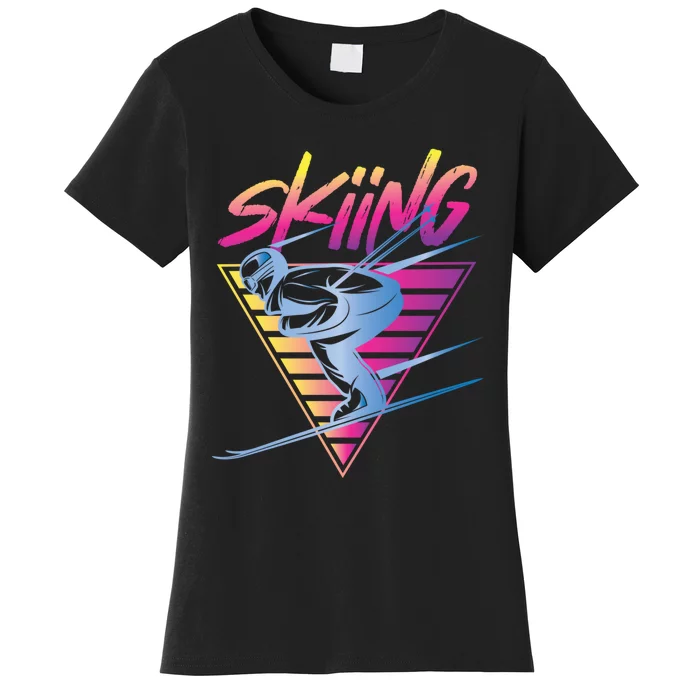 Retro Vintage 80s Ski Skiing Funny Ski Trip Skier Skiing Women's T-Shirt