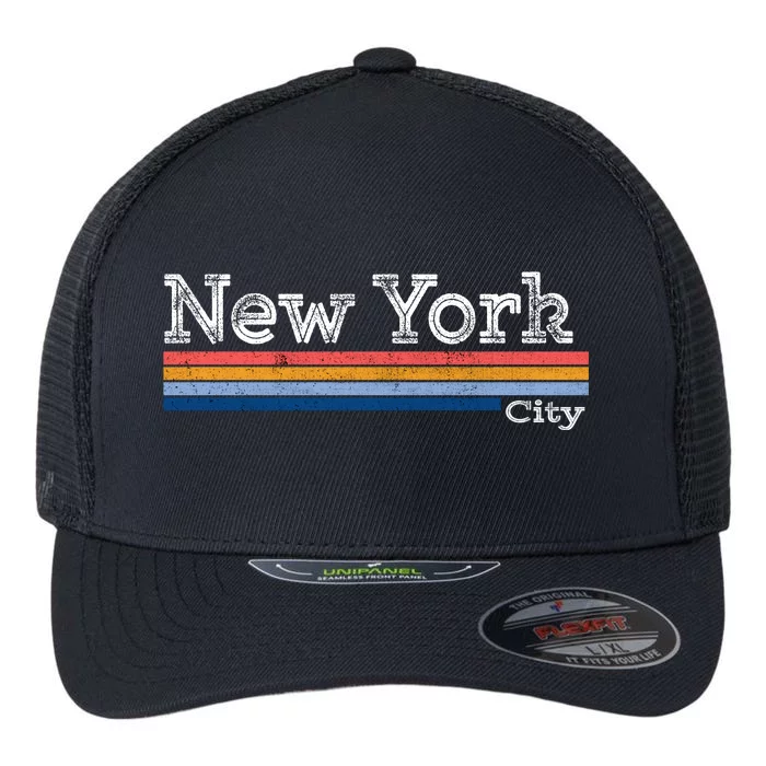 Retro Vintage 80s Style New York City Logo Flexfit Unipanel Trucker Cap