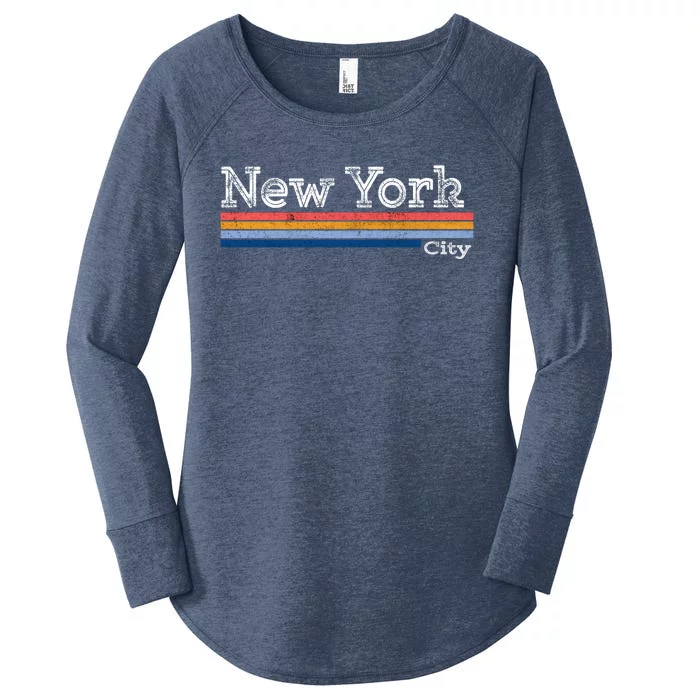 Retro Vintage 80s Style New York City Logo Women's Perfect Tri Tunic Long Sleeve Shirt