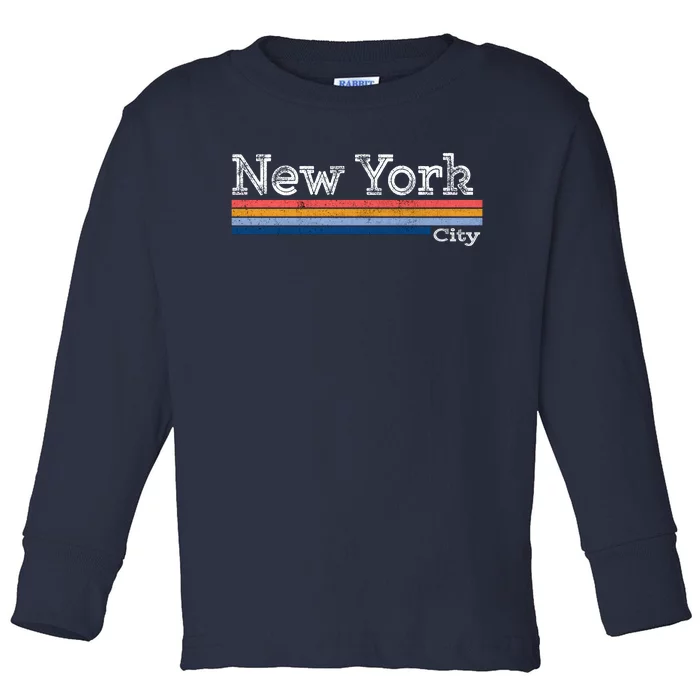 Retro Vintage 80s Style New York City Logo Toddler Long Sleeve Shirt