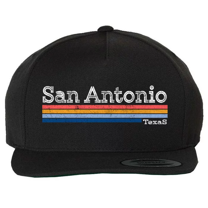 Retro Vintage 80s Style San Antonio Texas Logo Wool Snapback Cap