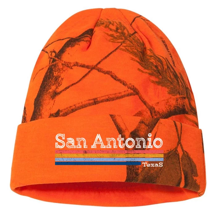 Retro Vintage 80s Style San Antonio Texas Logo Kati - 12in Camo Beanie