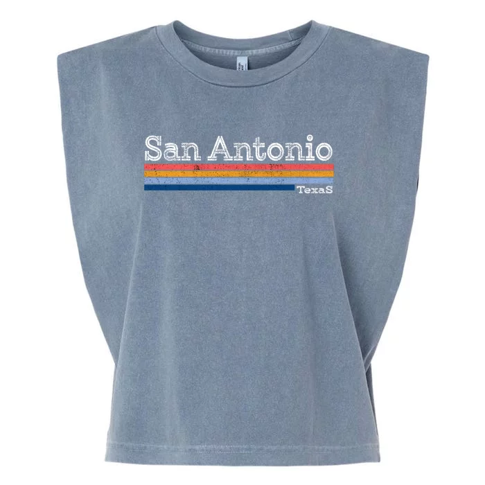 Retro Vintage 80s Style San Antonio Texas Logo Garment-Dyed Women's Muscle Tee