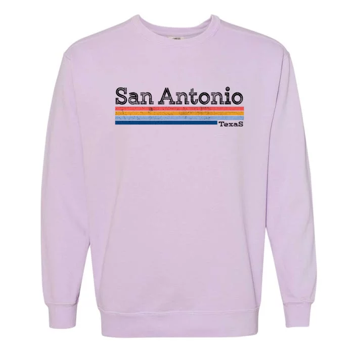 Retro Vintage 80s Style San Antonio Texas Logo Garment-Dyed Sweatshirt