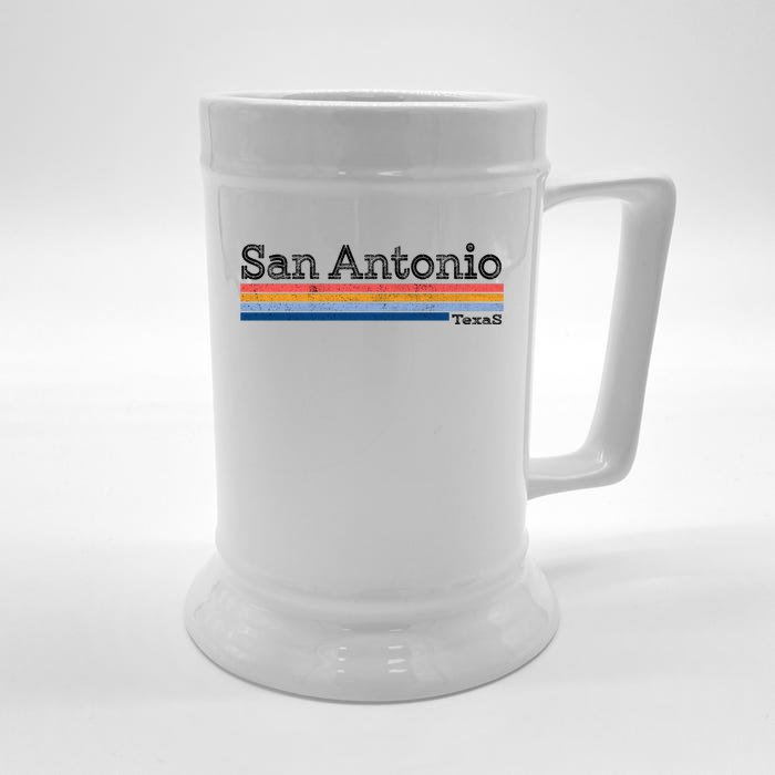 Retro Vintage 80s Style San Antonio Texas Logo Front & Back Beer Stein