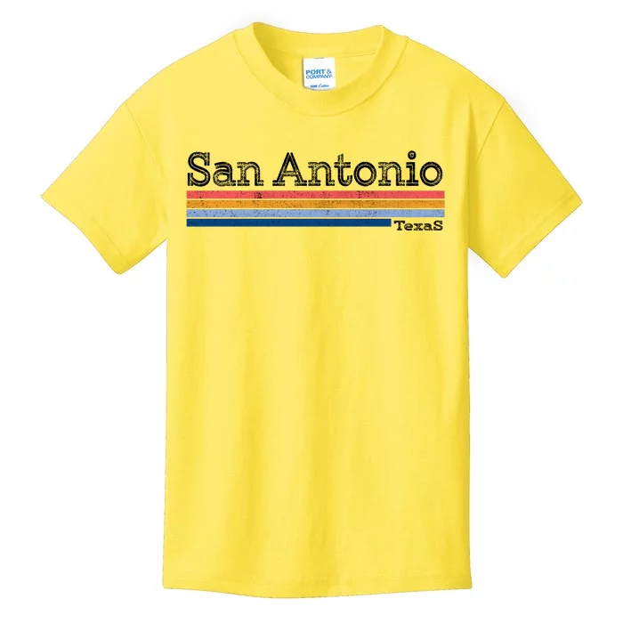 Retro Vintage 80s Style San Antonio Texas Logo Kids T-Shirt