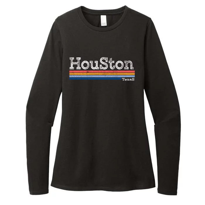 Retro Vintage 80s Style Houston Texas Logo Womens CVC Long Sleeve Shirt