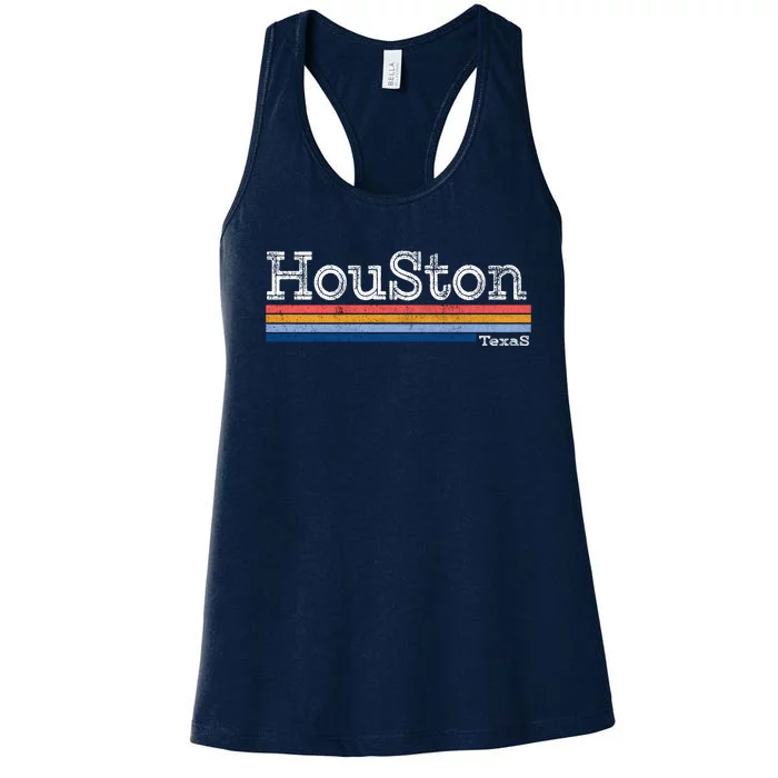 Retro Vintage 80s Style Houston Texas Logo Women's Racerback Tank