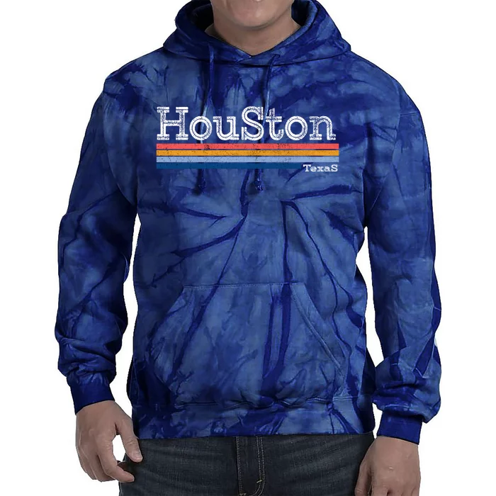 Retro Vintage 80s Style Houston Texas Logo Tie Dye Hoodie