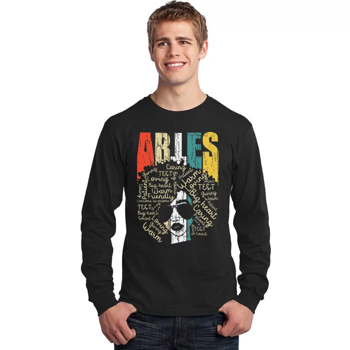 Retro Vintage Aries Birthday Costume African American Tall Long Sleeve T-Shirt