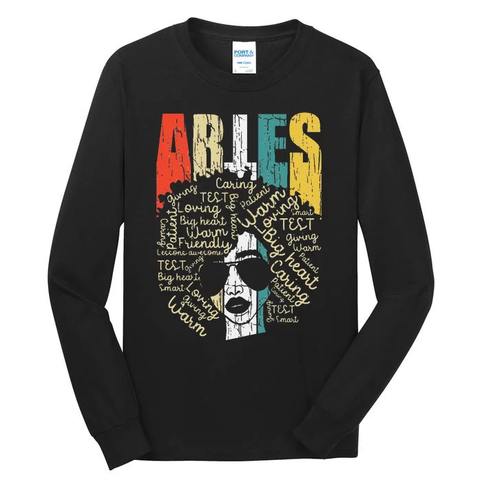 Retro Vintage Aries Birthday Costume African American Tall Long Sleeve T-Shirt