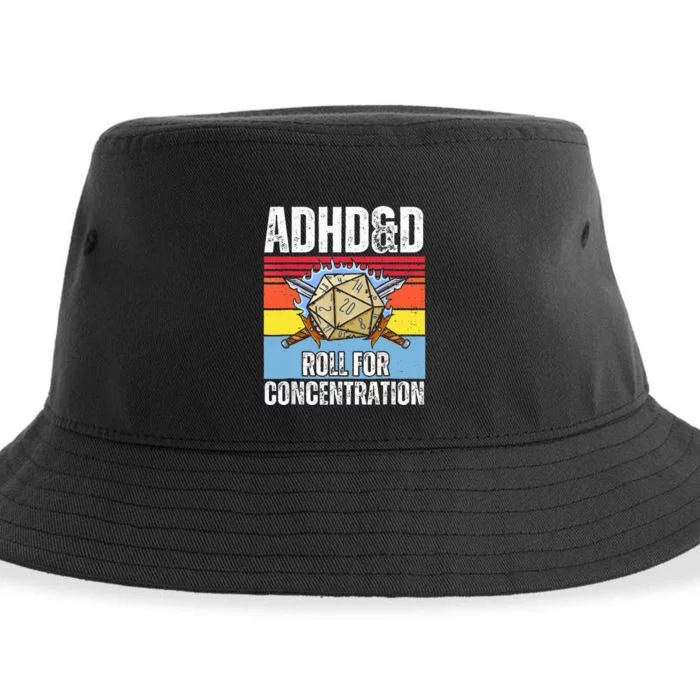 Retro Vintage Adhd&D Roll For Concentration Sustainable Bucket Hat