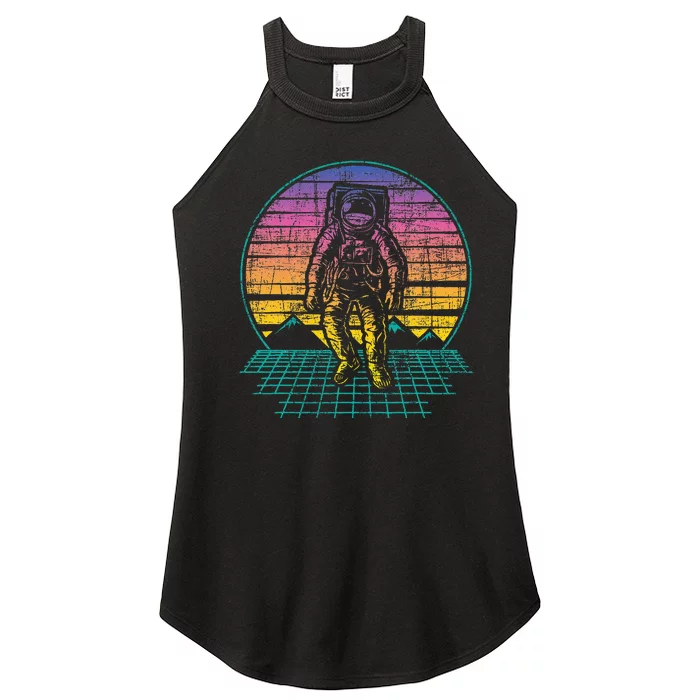 Retro Vintage Astronaut Spaceman Universe Planets Galaxy Women’s Perfect Tri Rocker Tank