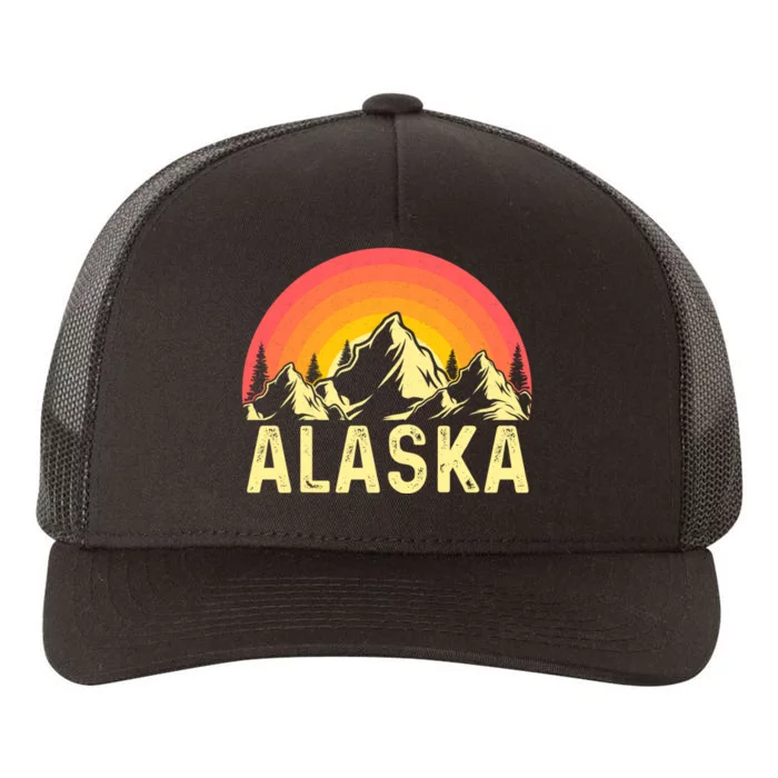 Retro Vintage Alaska Mountain & Sun Yupoong Adult 5-Panel Trucker Hat