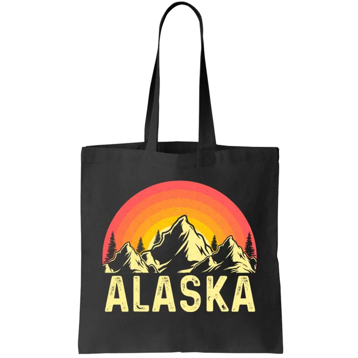 Retro Vintage Alaska Mountain & Sun Tote Bag