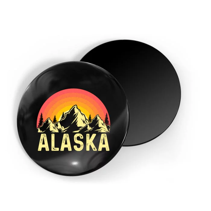 Retro Vintage Alaska Mountain & Sun Magnet