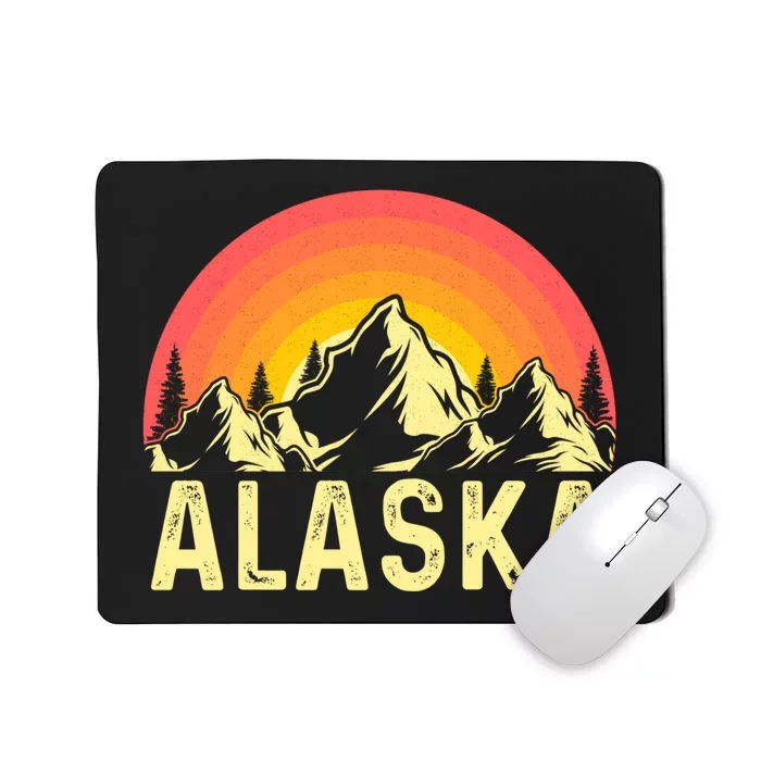 Retro Vintage Alaska Mountain & Sun Mousepad