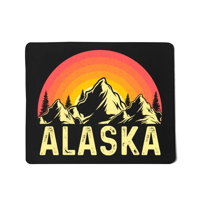 Retro Vintage Alaska Mountain & Sun Mousepad