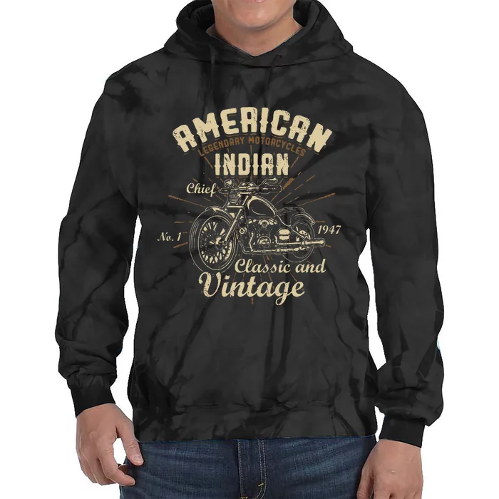 Retro Vintage American Motorcycle I.N.D.I.A.N Tie Dye Hoodie