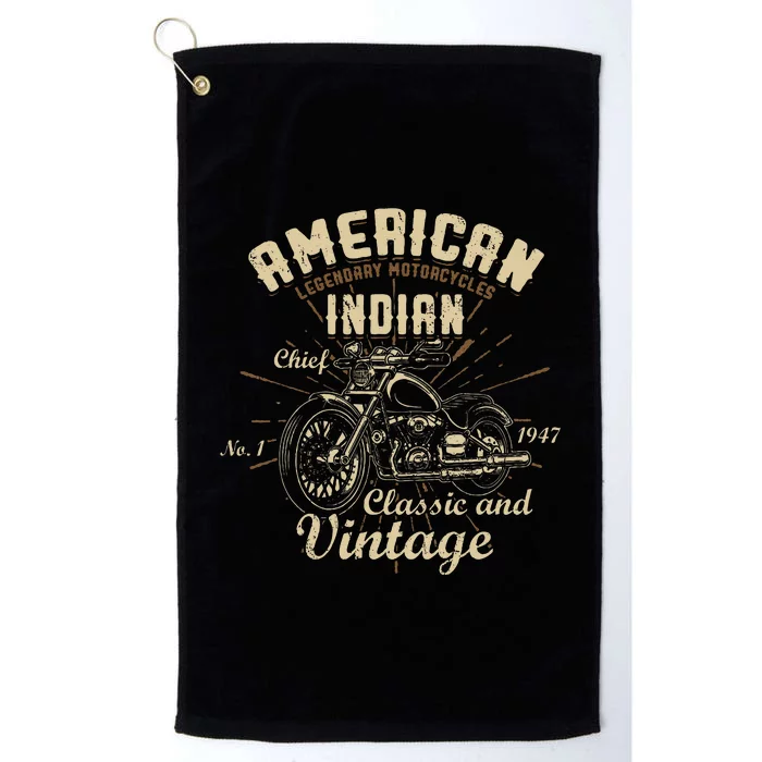 Retro Vintage American Motorcycle I.N.D.I.A.N Platinum Collection Golf Towel