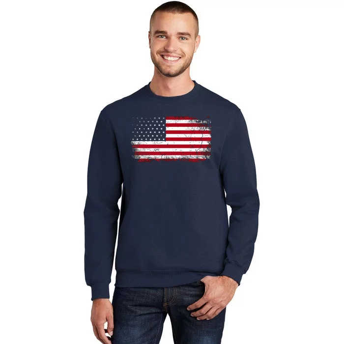 Retro Vintage American Flag USA United States Of America US 4th Of July Tall Sweatshirt