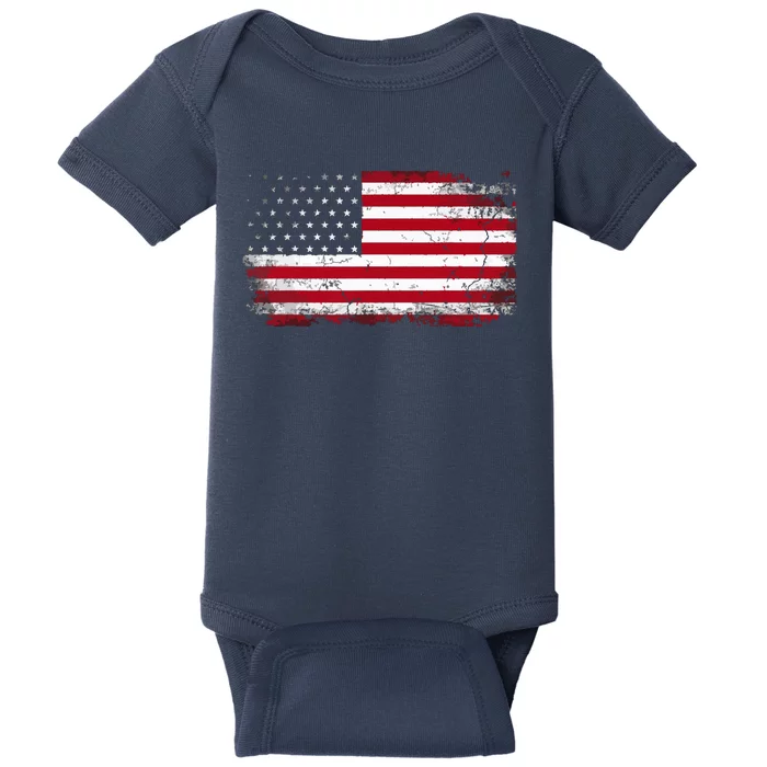 Retro Vintage American Flag USA United States Of America US 4th Of July Baby Bodysuit