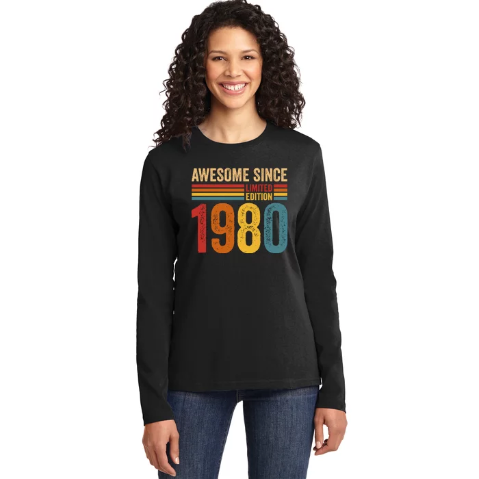 Retro Vintage Awesome Since 1980 Limited Edition Ladies Long Sleeve Shirt