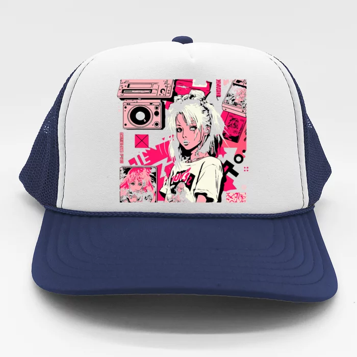 Retro Vaporwave Aesthetic 90s Egirl Japanese Art Trucker Hat