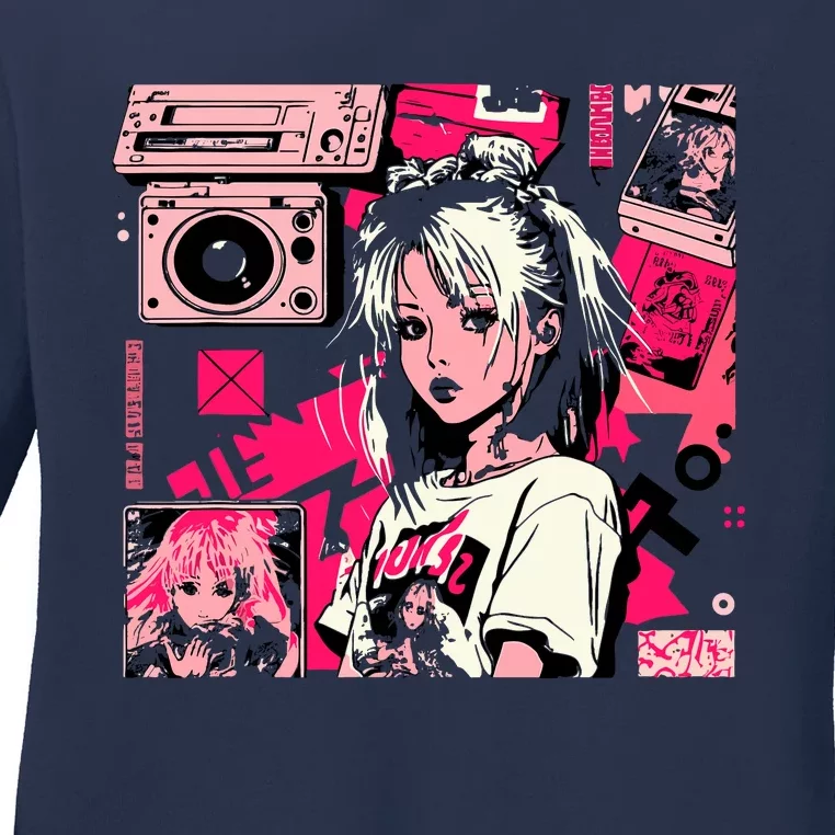 Retro Vaporwave Aesthetic 90s Egirl Japanese Art Ladies Long Sleeve Shirt