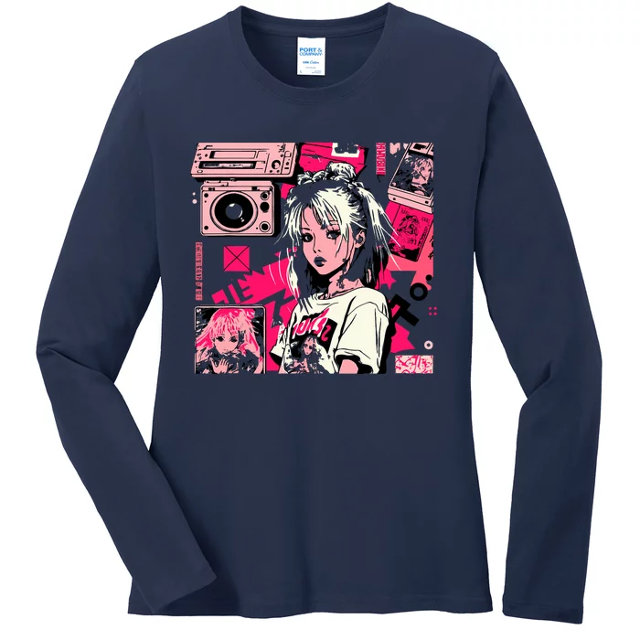 Retro Vaporwave Aesthetic 90s Egirl Japanese Art Ladies Long Sleeve Shirt