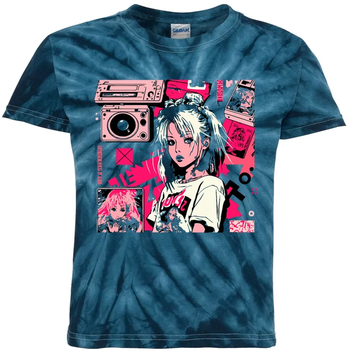 Retro Vaporwave Aesthetic 90s Egirl Japanese Art Kids Tie-Dye T-Shirt