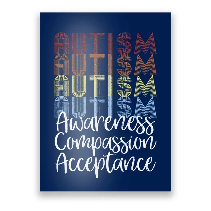 Retro Vintage Autism Awareness With Distressed Text Poster