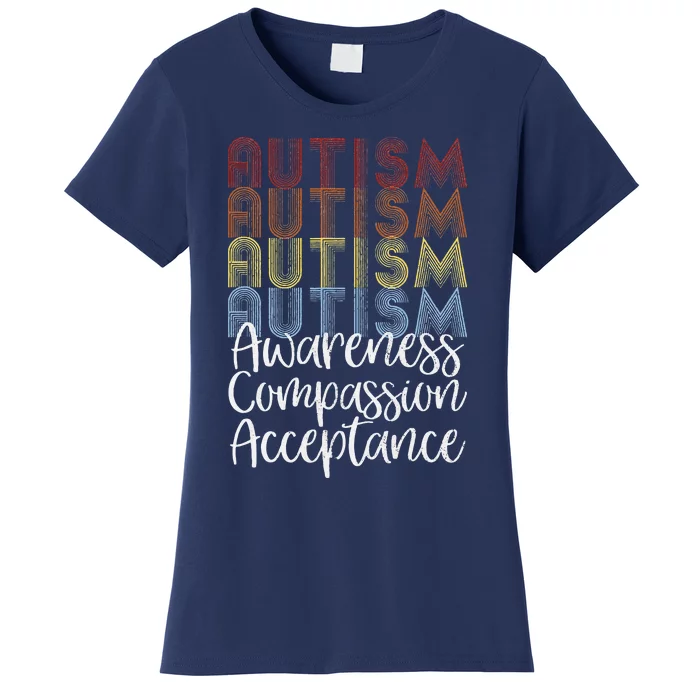 Retro Vintage Autism Awareness With Distressed Text Women's T-Shirt