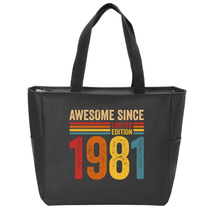 Retro Vintage Awesome Since 1981 Limited Edition Zip Tote Bag