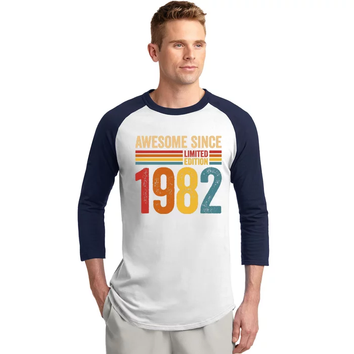 Retro Vintage Awesome Since 1982 Limited Edition Baseball Sleeve Shirt