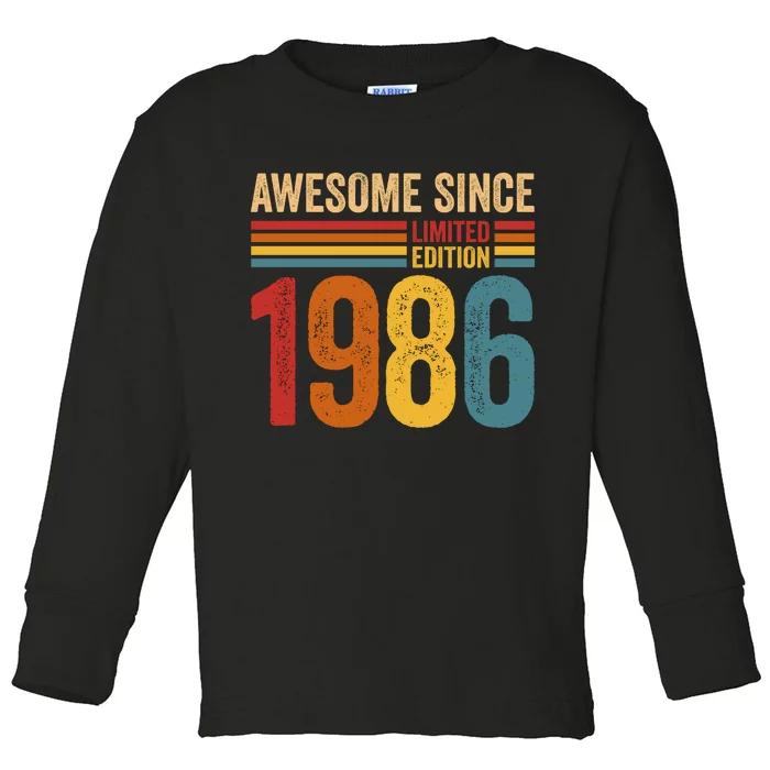 Retro Vintage Awesome Since 1986 Limited Edition Toddler Long Sleeve Shirt